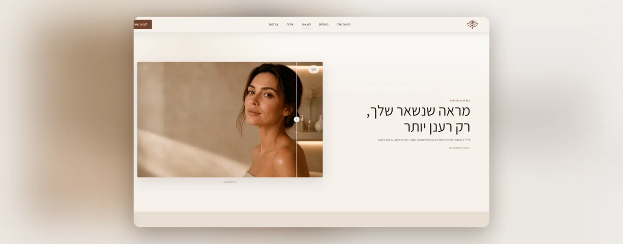השוואת לפני ואחרי באתר